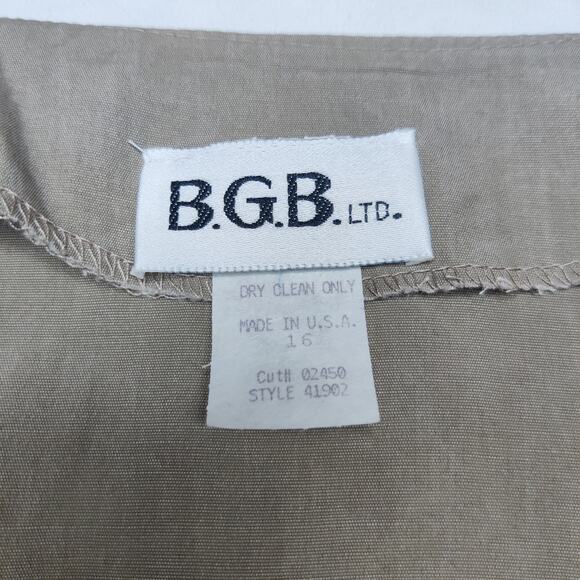 Vtg B.G.B. Taupe Double Breasted Vest Waistcoat 16 Minimalist Eclectic Grandpa - Picture 8 of 11